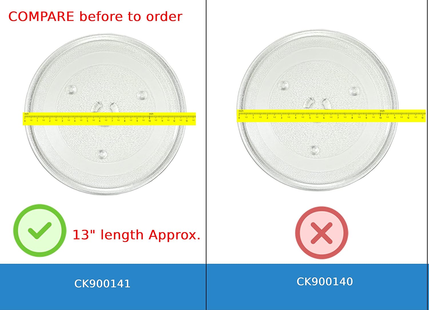 GLOB PRO SOLUTIONS, GLOB PRO SOLUTIONS PD00061567 EAP12745298 AP6981005 PS12745298 Microwave Glass Tray Turntable 13In Length Approx. Replacement Compatible with Amana Heavy Duty