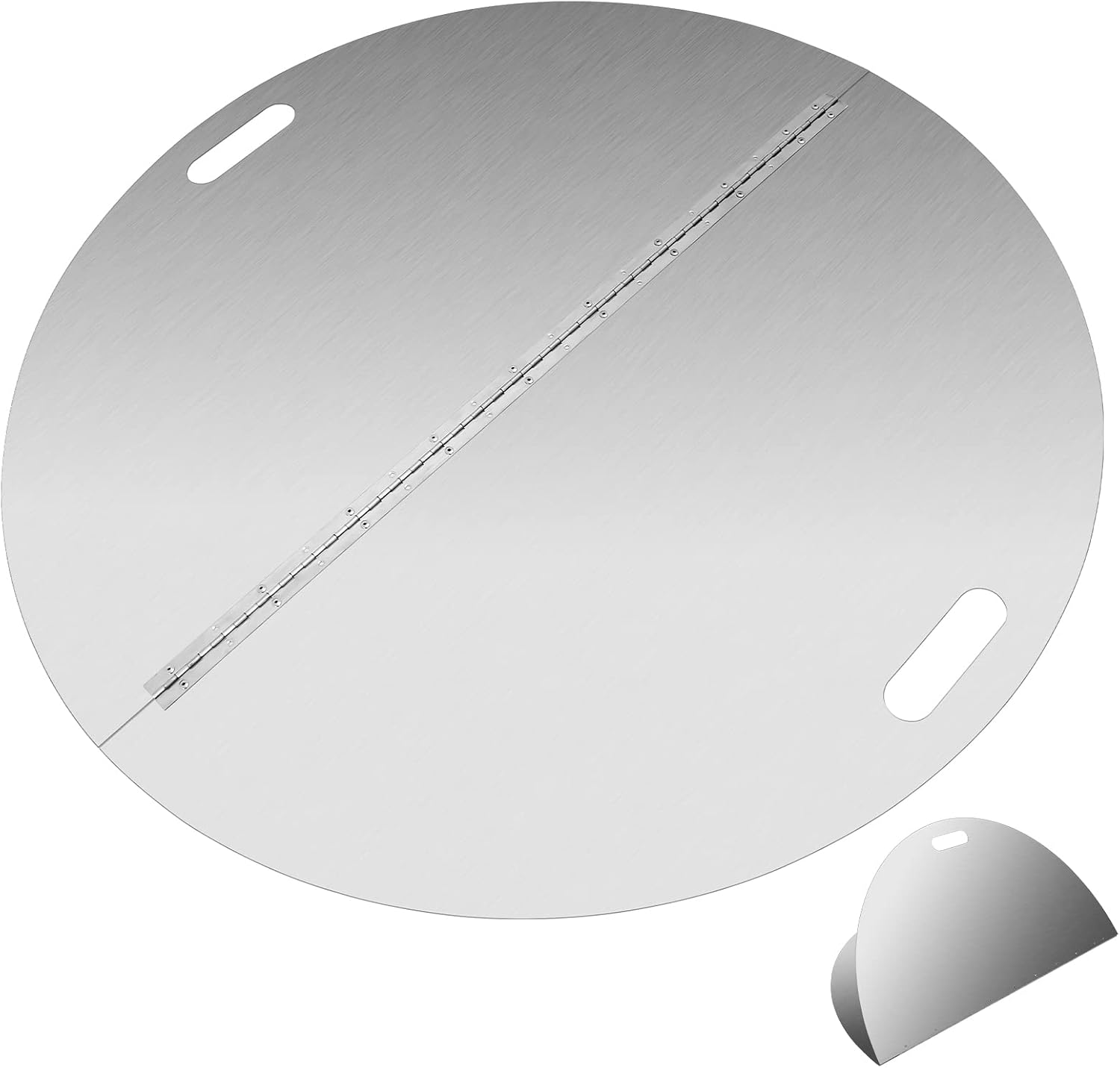 40 Inch Round Fire Pit Lid, 304 Stainless Steel Foldable Fire Ring Cover, Built-in Handle Design, 3mm Thickness