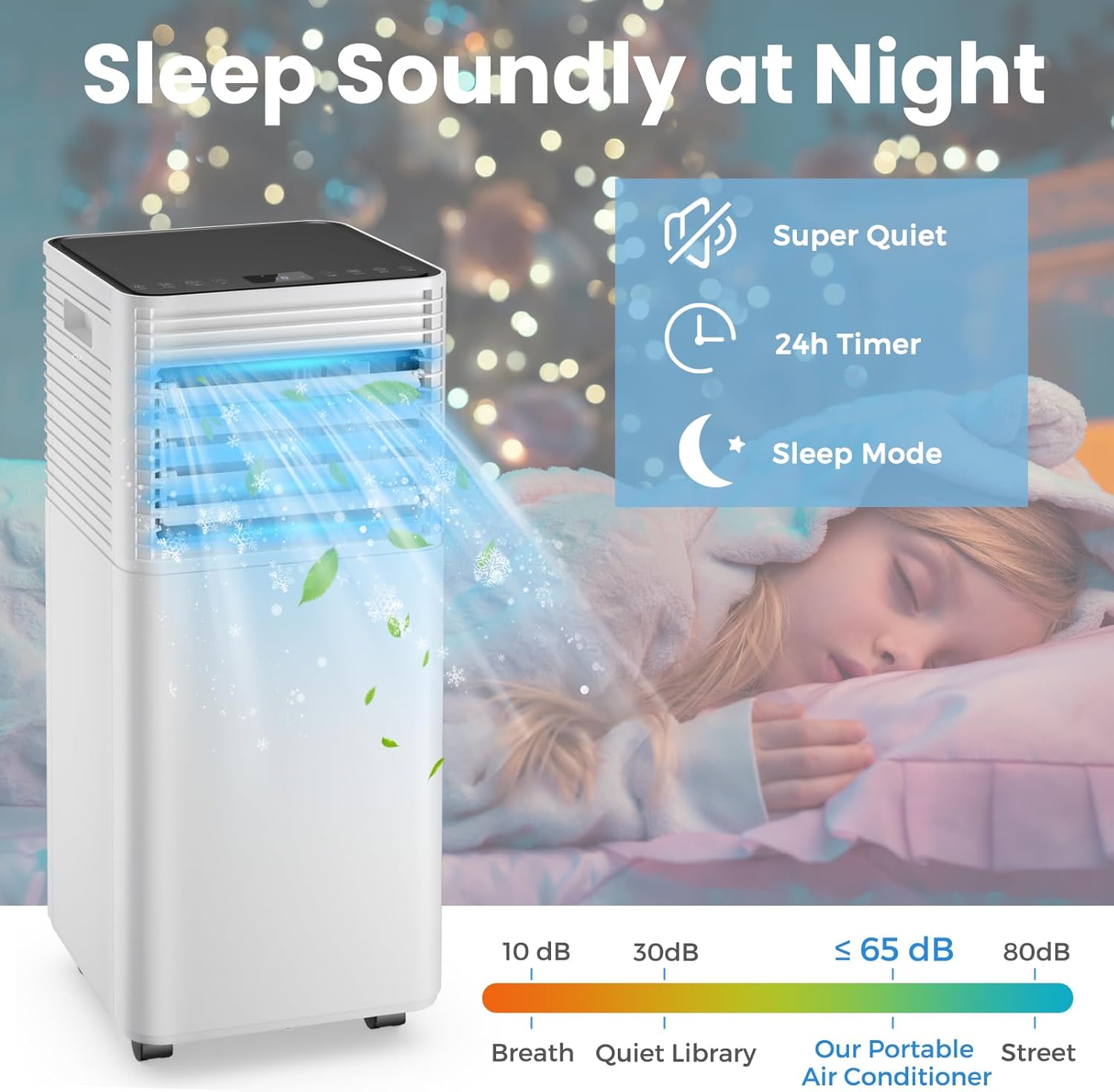 KOTEK Portable Air Conditioners, Air Conditioner for Rooms up to 230 Sq Ft, Ac Unit with Remote Control, 2 Speeds, 4 Modes, 24H Timer & Window Installation Kit for Home/Office/Dorms (Black, 8000 BTU)