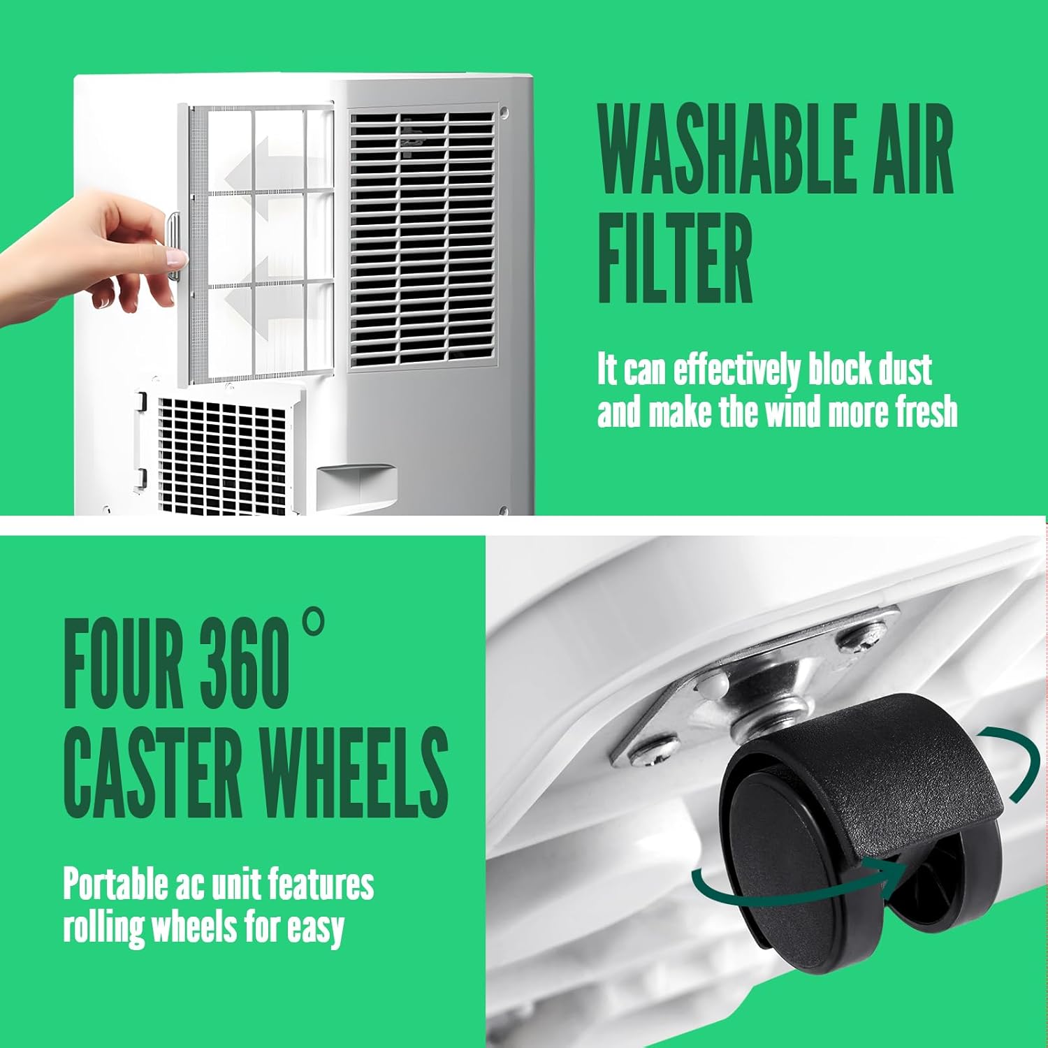 WANAI 8000 BTU ASHARE(4400 BTU SACC) Portable Air Conditioner with 3-in-1 Mode & Remote Control & Window Kit Room AC Unit Cool Up to 250 Sq.ft White