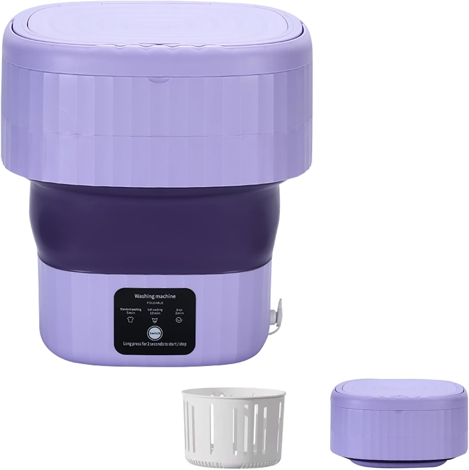 Mini Washing Machine for Clothes, Foldable Small Portable Washing Machine with 3 Modes Half Automatic Washt, 9L High Capacity Portable Washer Machine and Dryer for Apartment,Purple