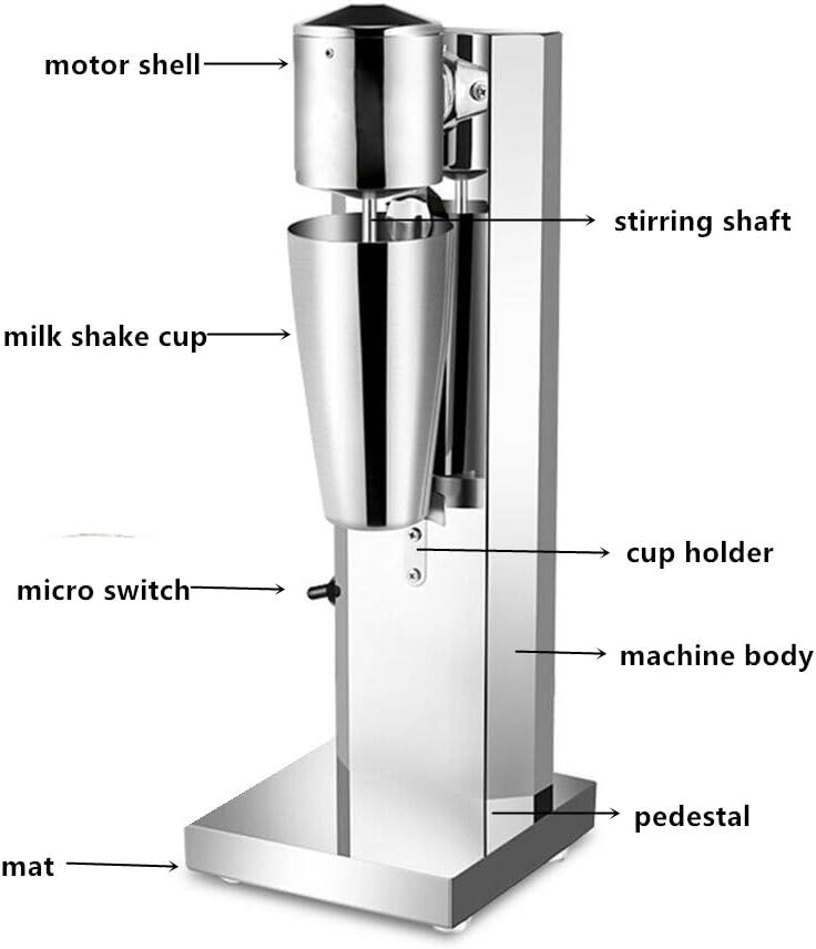 Milkshake Maker 180W Electric Milkshake Machine Drink Mixer Smoothie Maker Blender, 18000RPM, 22 oz, Commercial Home Use (Single Head, Style 1)