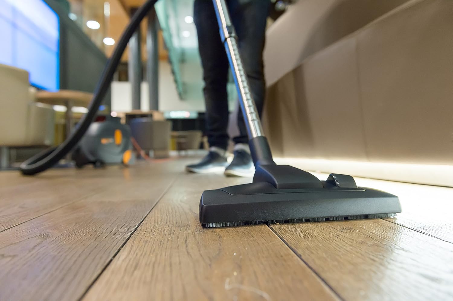 Taski D7524261 AERO 8 Plus Commercial Canister Dry Vacuum, Quiet Operation with HEPA Filtration, 3.5 Gallon Capacity, Grey/Orange