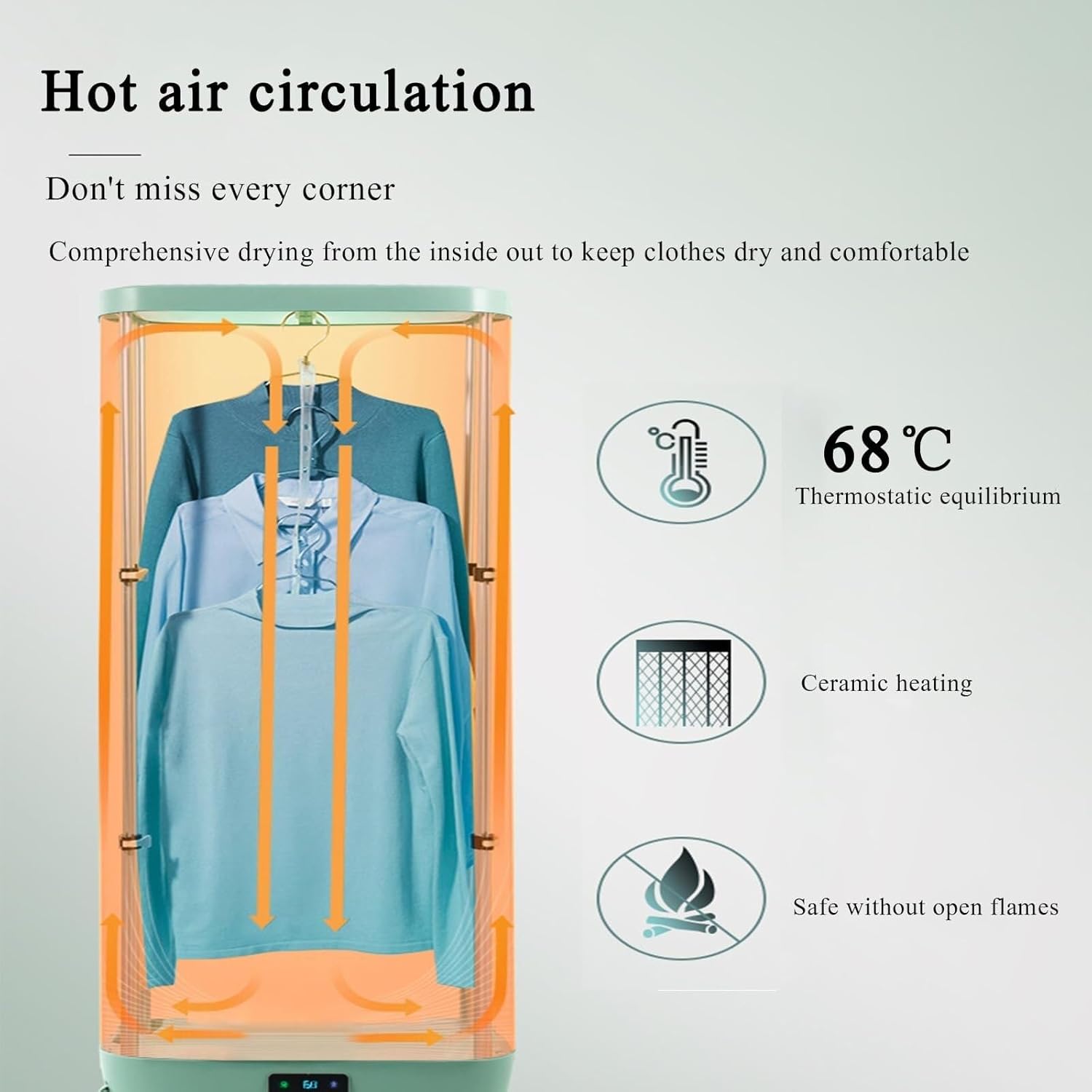 Small Wardrobe Dryer, Travel Suitcase Dryer, Folding Clothes Drying Household Quick-Drying Dryer(Green)