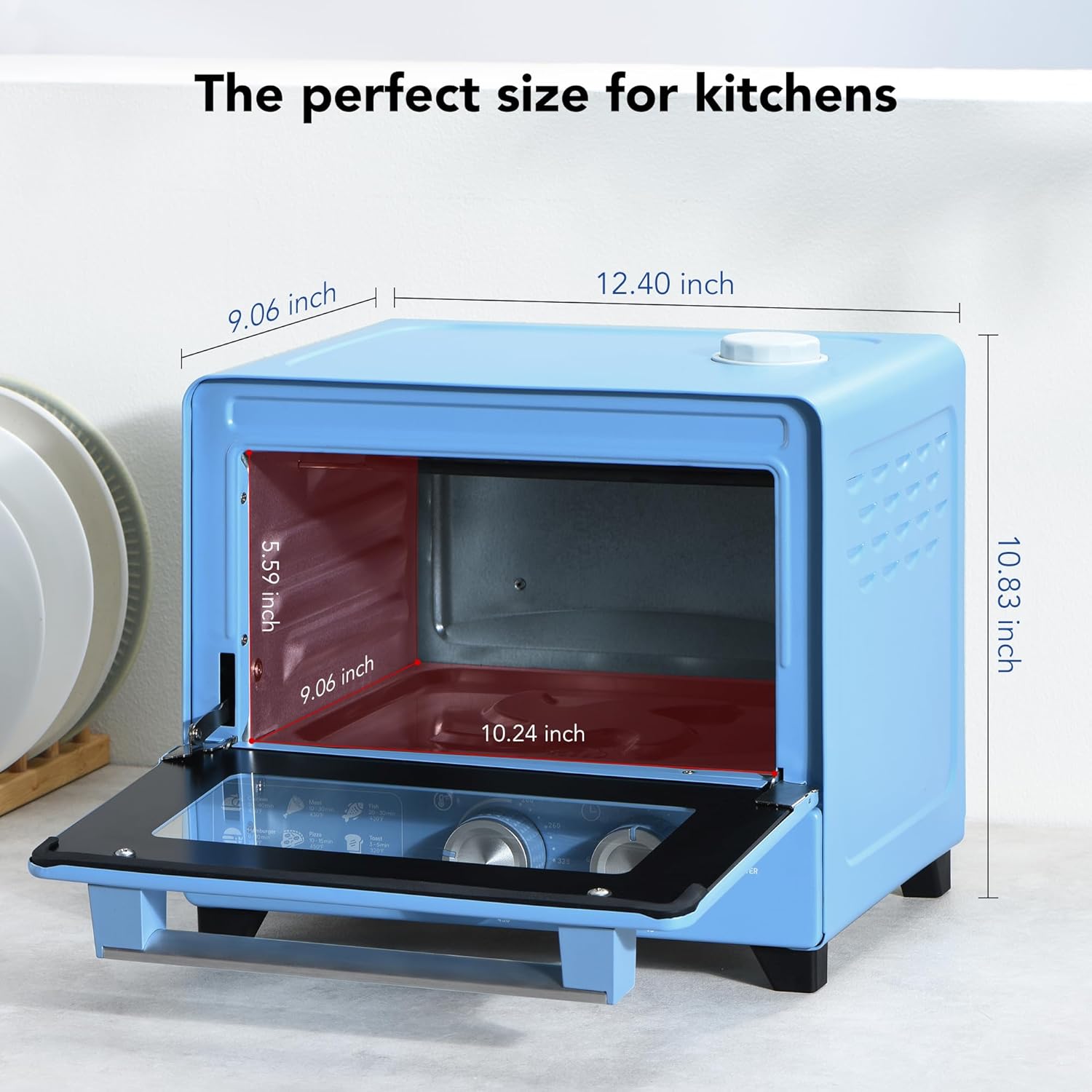 12.7 QT 6-in-1 Air Fryer Toaster Oven with Steam Infusion, Compact, Fast Preheat, Air Fry, Bake, Roast, Broil, Reheat & Steam, Perfect for Small Contertop, Blue