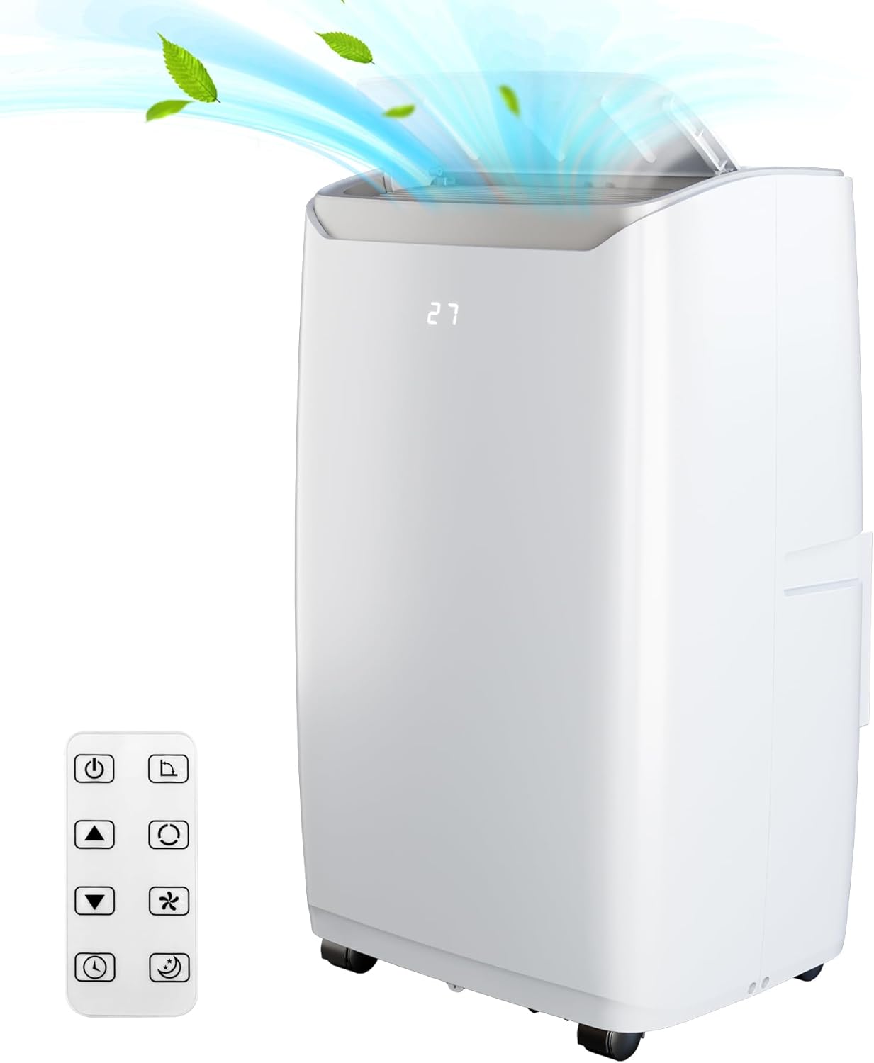 14000Btu Portable Air Conditioner, Fast Cooling AC with Dehumidifier/Fan/Sleep Modes up to 750 Sq.Ft, Room Floor AC Unit with Remote Control, 24H Timer, Moveable Wheels, Washable Filter for Bedroom