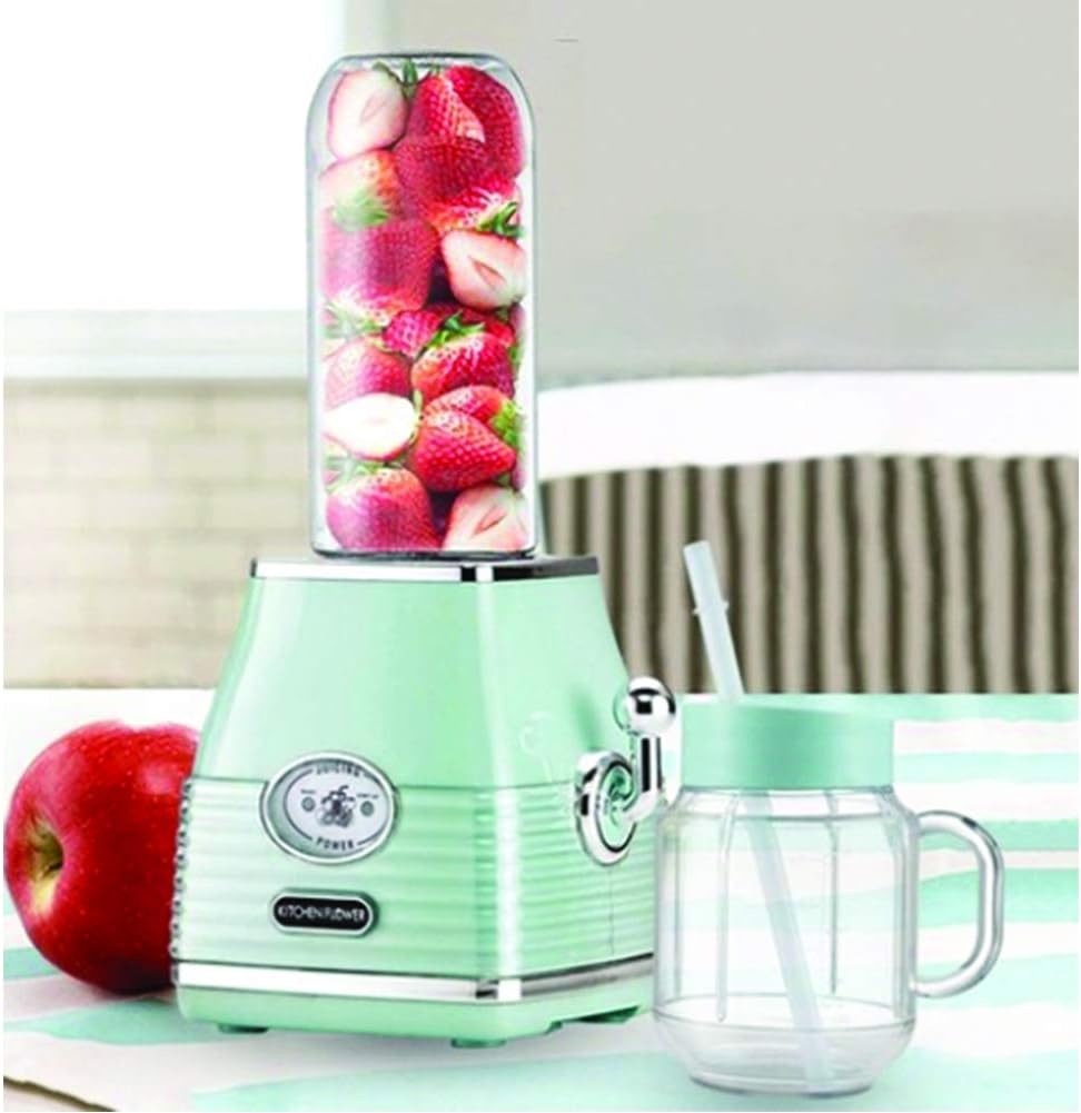 Rectangular Type Retro Mini Blender Tritan BPA BPA Free Jar Smoothie Ice Crush Blender 600mL Capacity 220v (Mint)