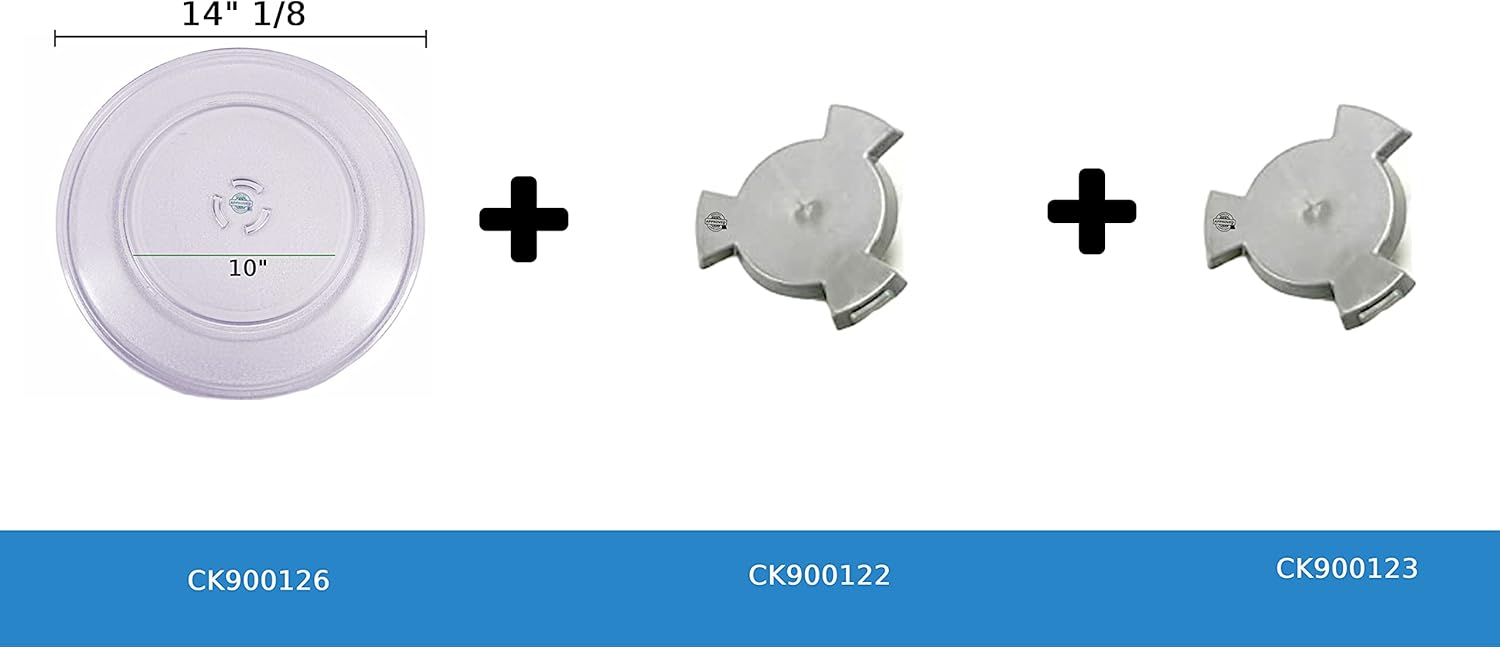 GLOB PRO SOLUTIONS W10818723 WPW10776938 WP8183788 Compatible KIT Microwave Glass Plate + Base Support + Ring Turn Replacement for and Compatible with KitchenAid Jenn-Air Whirlpool Maytag Heavy Duty