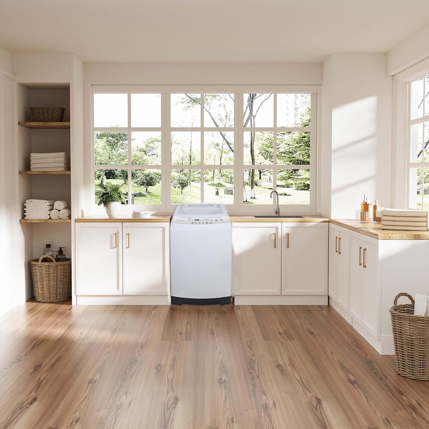 HAMILTON BEACH Portable Washer-LED Digital Display Panel-5 Cycles-Top Loading Design-Low Noise Washing Machine, 2.1 cu ft, White