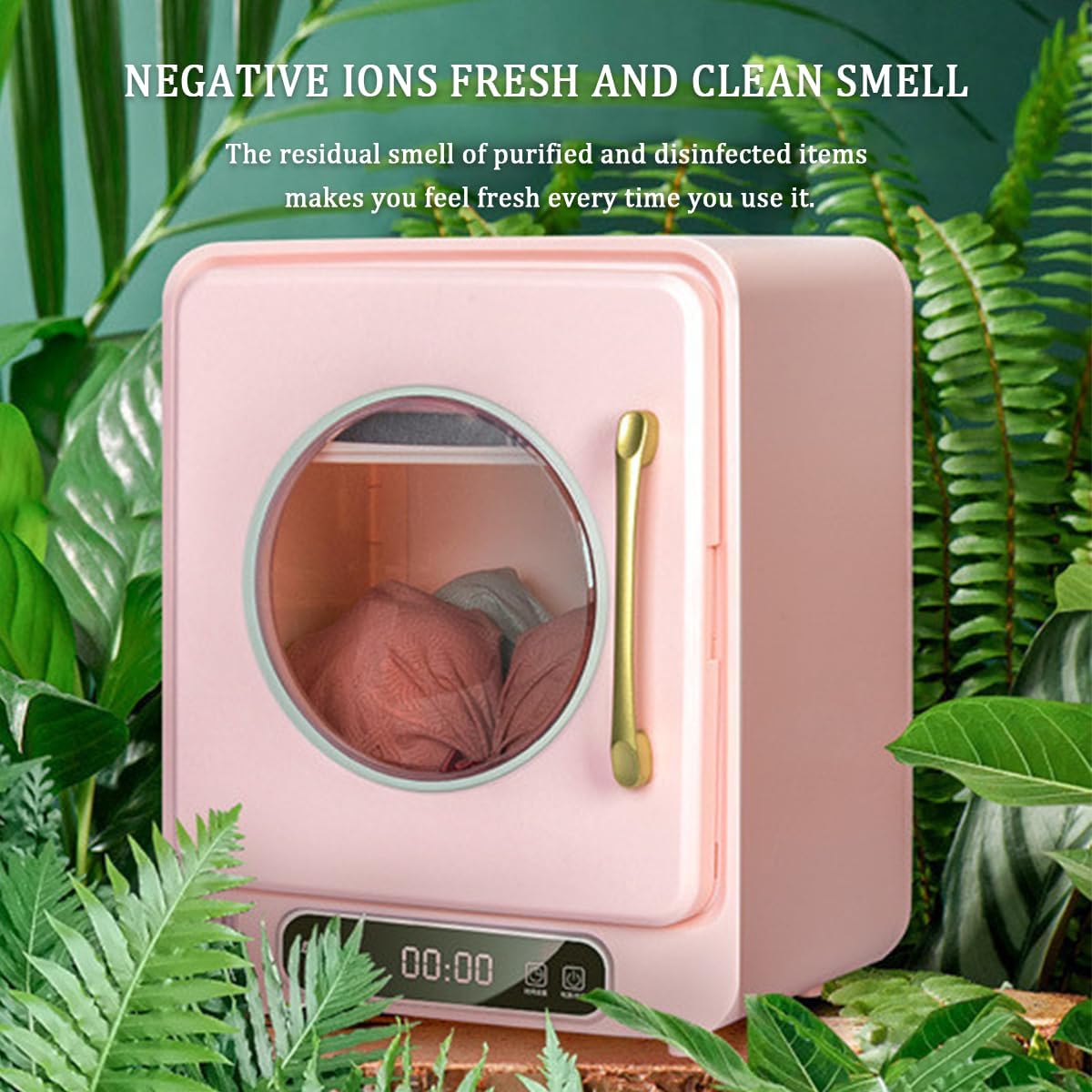 Compact Vented Tumble Dryer, 120W Clothes Dryer Machine with LCD Display, Independent Water Collection Box and Visual Cabin Window, Small Household Clothes Warmer (B)