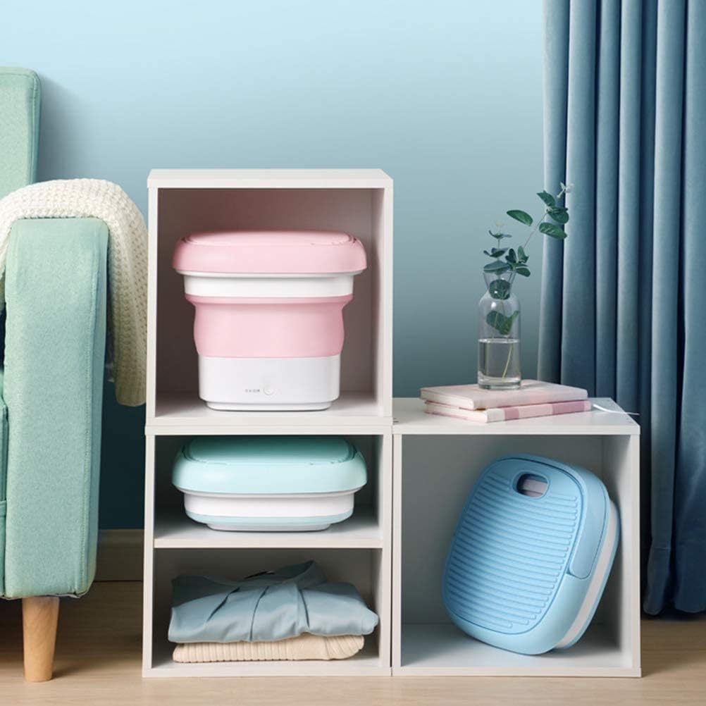 Portable Mini Washing Machine Folding Lightweight Travel Laundry Tub for Camping Dorms Apartments College Trip (Color : Green)