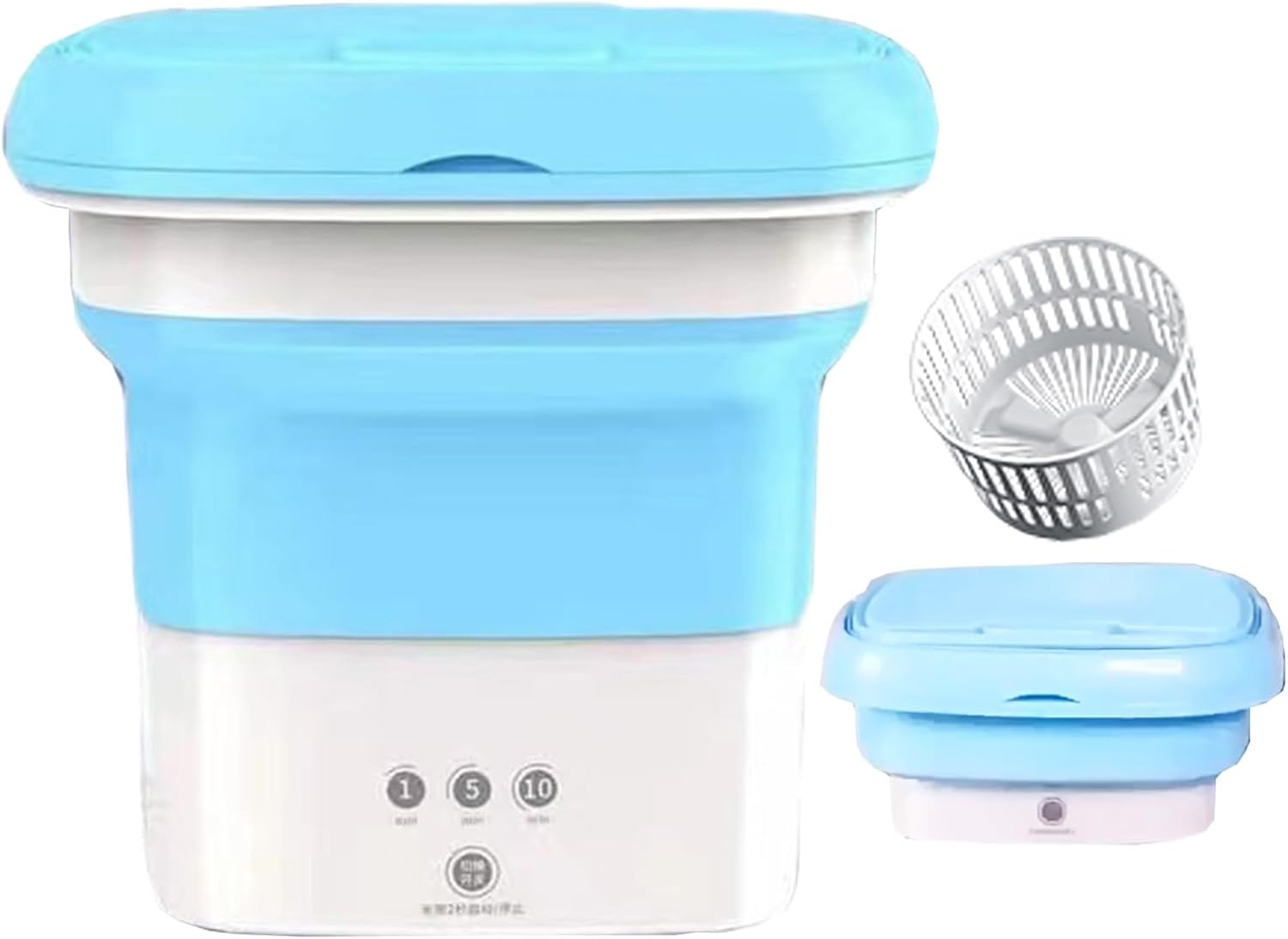 Portable Washing Machine, Mini Washing Machine Foldable, 4.5l with Drain Basket, for Baby Washing Machine Apartment, Laundry, Camping, Rv, Travel (Color : Blue)