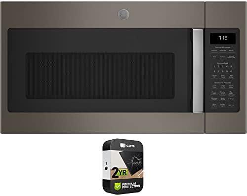 GE JVM7195EKES 1.9 Cu. Ft. Over-the-Range Sensor Microwave Oven Slate Bundle with Premium 2 YR CPS Enhanced Protection Pack