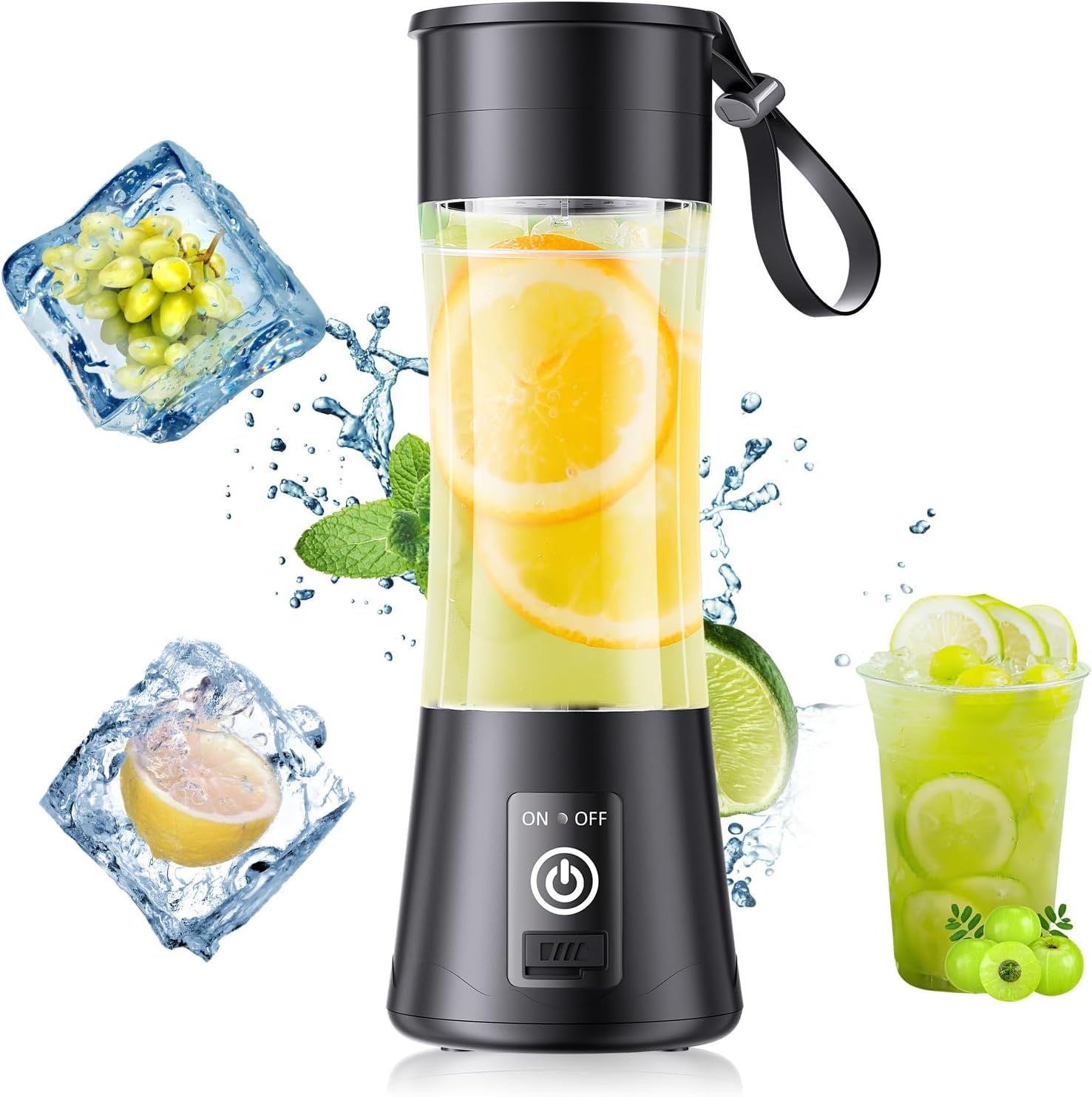 12 Oz Cordless Personal Size Portable Blender - Blender for Smoothies with BPA Free Traveling Juice Cup, 6 Blades for Powerful Blending, Suit for Sports/Home