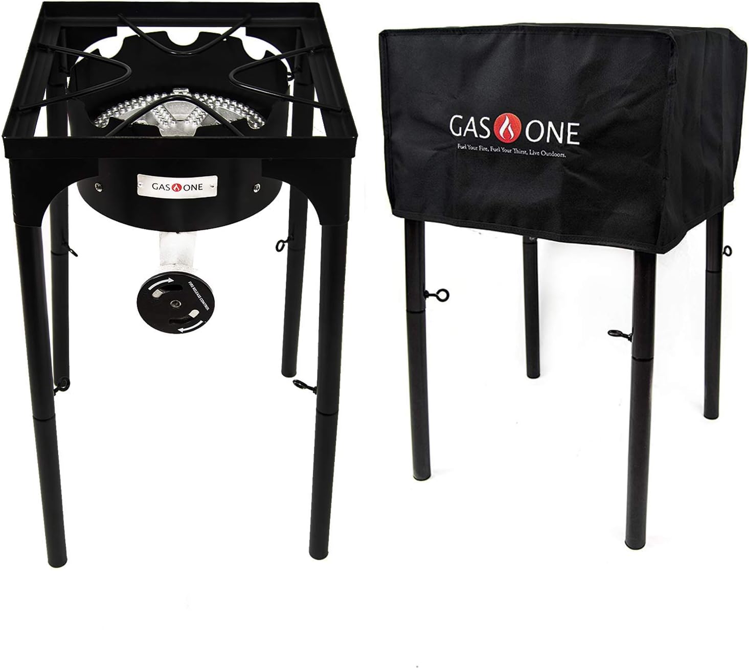 GasOne Propane Burner with Cover 200, 000-BTU Brewing Burner with Adjustable Height 0-20Psi High Pressure Camp Stove