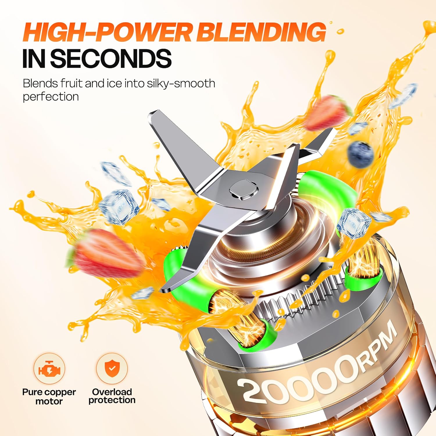 Blender for Smoothies, Portable Personal Blender for Shakes, Food Prep, Frozen Blending, with 2x24oz Travel Cups & Sip Lid, Smoothie Maker Mixer for Kitchen Home Use, BPA Free, Nutritious Recipe