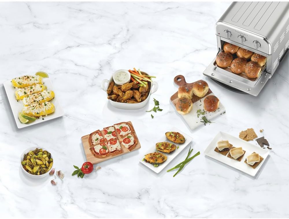 Cuisinart TOA-26 Compact AirFryer/Convection Toaster Oven Stainless Steel Bundle with Deco Chef Premium Bamboo Cutting Board and 2 YR CPS Enhanced Protection Pack