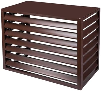 Aluminum Central Air Conditioner Protection Cover, Outdoor All Weather Freestanding Privacy Screen Fence Panels Trash Can Enclosure Flower Stand Decorative Outdoor AC Unit Cover ( Color : Brown , Si