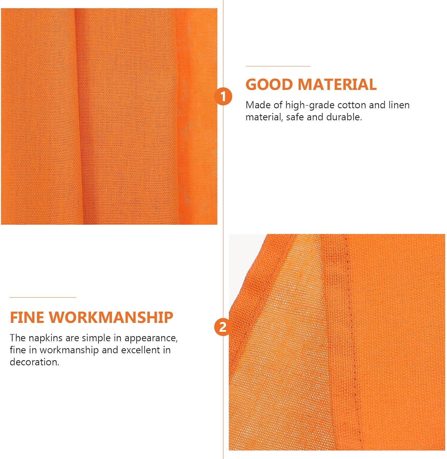 Insulated Table Mat and Dining Napkin Set, 2pcs Orange Cotton-Linen Blend, Wear-Resistant Decorative Placemat for Kitchen and Restaurant Use