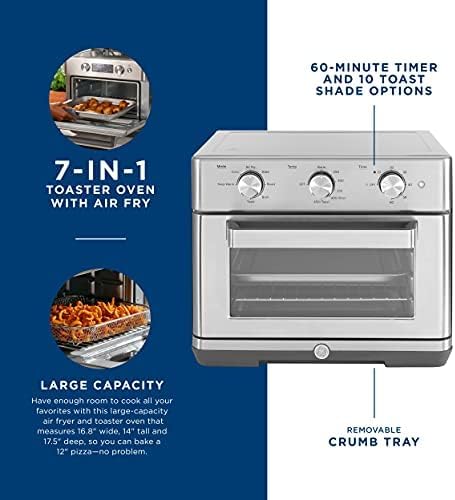 GE Mechanical Air Fryer Toaster Oven + Accessory Set | Convection Toaster with 7 Cook Modes | Large Capacity Oven - Fits 12