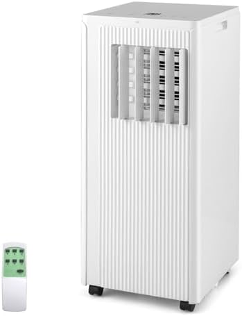 COSTWAY 4-in-1 Portable Air Conditioner, 10000 BTU Standing Air Cooler w/Fan & Dehumidifier, 24H Timer, Remote Control & Window Installation Kit, AC Unit Cools Rooms up to 350 Sq.Ft