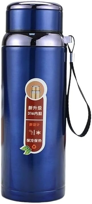 600ML Large-Capacity Bottle 316 Stainless Steel Tea Cup Filter Tea Sling Water Bottle(Blue)