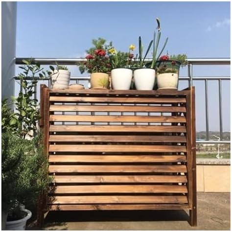 Outdoor Air Conditioner Unit Flower Stand Fence Screen to Hide Air Conditioner, Wooden Privacy Screen Decorative, Pool Equipment Trash Can Enclosure Ac Fence for Outside Unit(105x47x100cm)