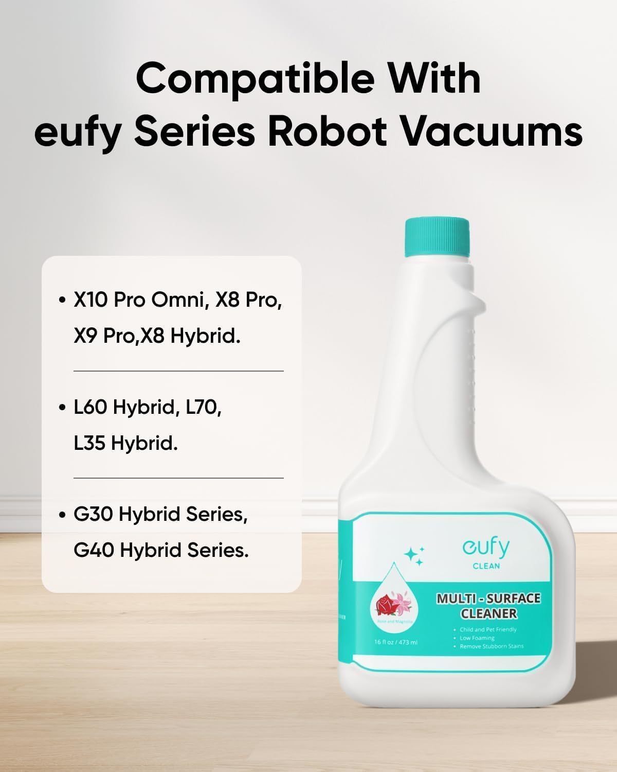 eufy X10 Pro Omni Robot Vacuum and Mop Combo, 8,000 Pa Suction, Dual Mops with 12 mm Auto-Lift and Carpet Detection + Official Floor Cleaning Solutions (2 Bottles)