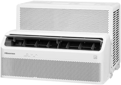Hisense 8,000 BTU Smart Inverter Window Air Conditioner with Easy Install Bracket, Covers Up to 350 Sq Ft, Ultra-Slim Profile, 3 Fan Speeds, 700W, Smart controls, 4‑Way Air Direction - HLAW0825TW