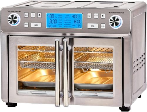 Emeril Lagasse Dual Zone 360 Air Fryer Oven Combo with French Door, 25 QT Extra Large, Cook Two Foods in Different Ways, Up to 60% Faster from Frozen to Finish, Pizza Stone Accessory