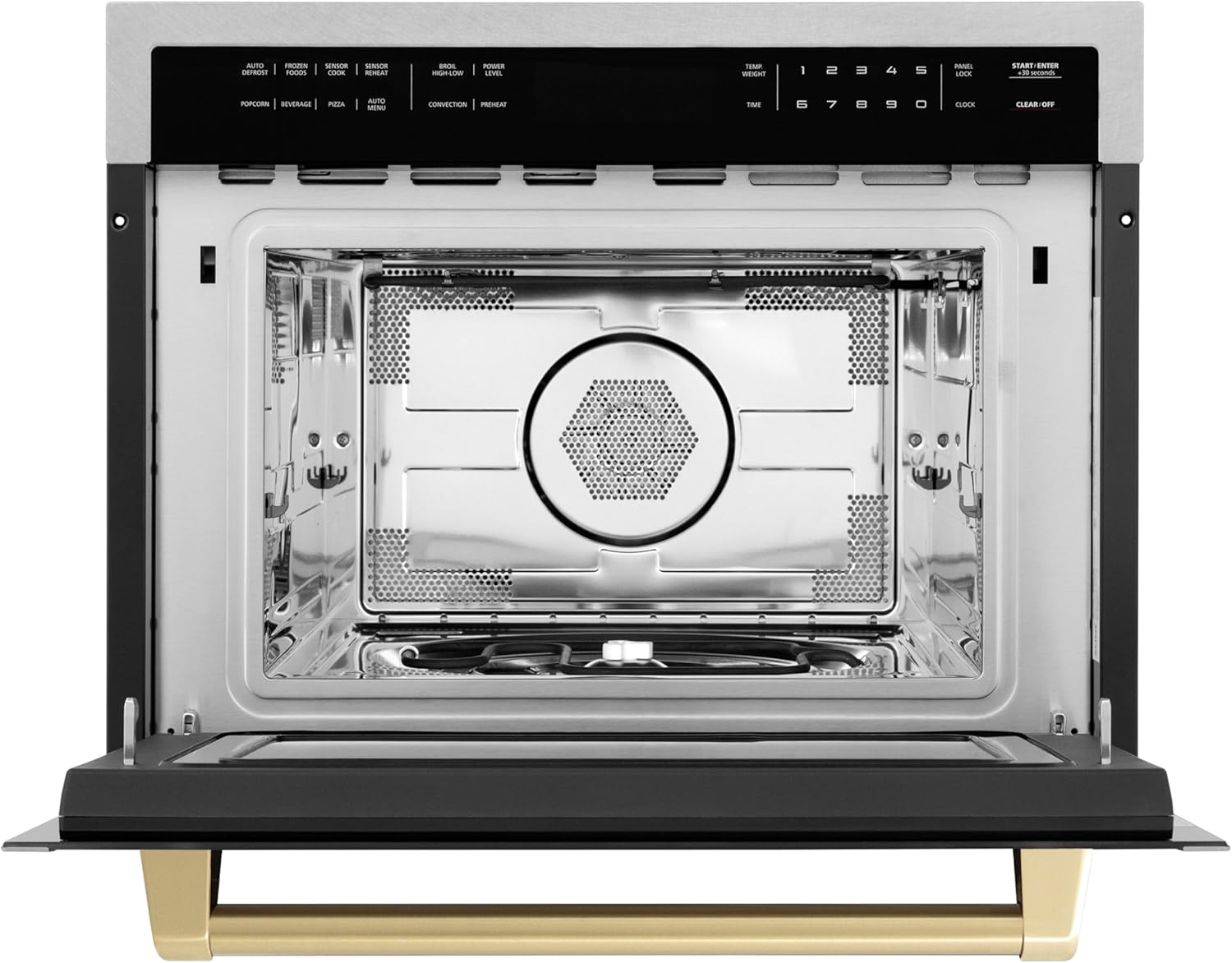 ZLINE Autograph Edition 24 in. 1.6 cu ft. Built-in Convection Microwave Oven in Satin Stainless Steel with Champagne Bronze Accents (MWOZ-24-SS-CB)