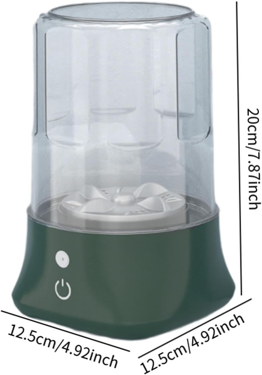 Portable Washing Machine 1L Capacity Rechargeable Lightweight Small Washer Cordless for Travel Laundry RV Baby Clothes Socks, green