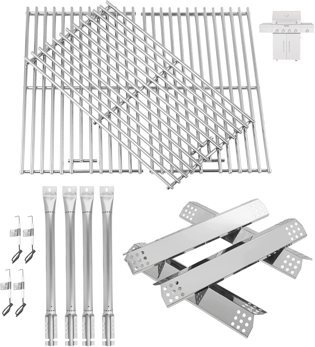 Replacement Parts for Kitchen Aid 720-0733D 720-0954 720-0954R 720-0733 720-0733A 720-0954A 720-0954AC, Cooking Grates, Burner and Heat Plates for KitchenAid Grill Replacement Parts