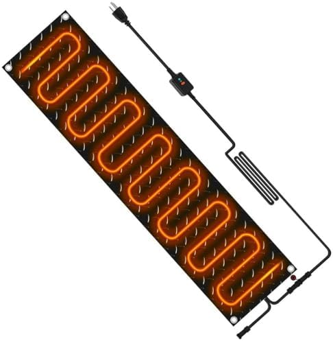 Snow Melting Pads, Anti-Slip Outdoor Mat, Herringbone Design, Prevents Ice Formation, Melts 2 Inches of Snow per Hour, 1Pcs/10 * 48In (25.4 * 121.9cm)