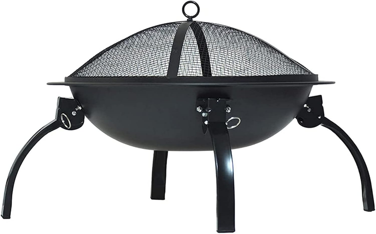 Portable Fire Pits Outdoor Wood Burning BBQ Grill,Small Fire Pits Bowl with Mesh Spark Screen Cover Wood Firepit