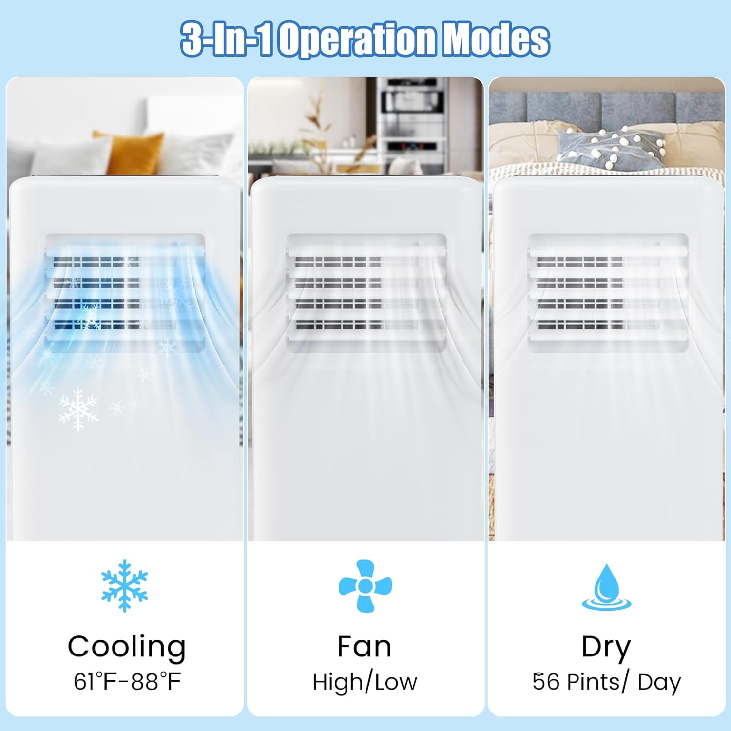 DORTALA 10000 BTU Portable Air Conditioner, 3-in-1 Floor Standing AC Unit with Remote Control, 24H Timer, Window Installation Kit, Cool Rooms Up to 350 Sq.Ft
