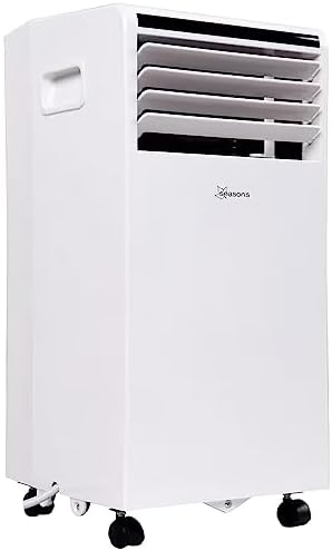 Seasons SM12R1 Portable 10000 BTU Air Conditioner, White; Bucket-less Evaporation System; Auto-restart; Electronic Control Panel with Digital Display; Cool Rooms Measuring 450 to 550 sq.ft; 2 Speeds