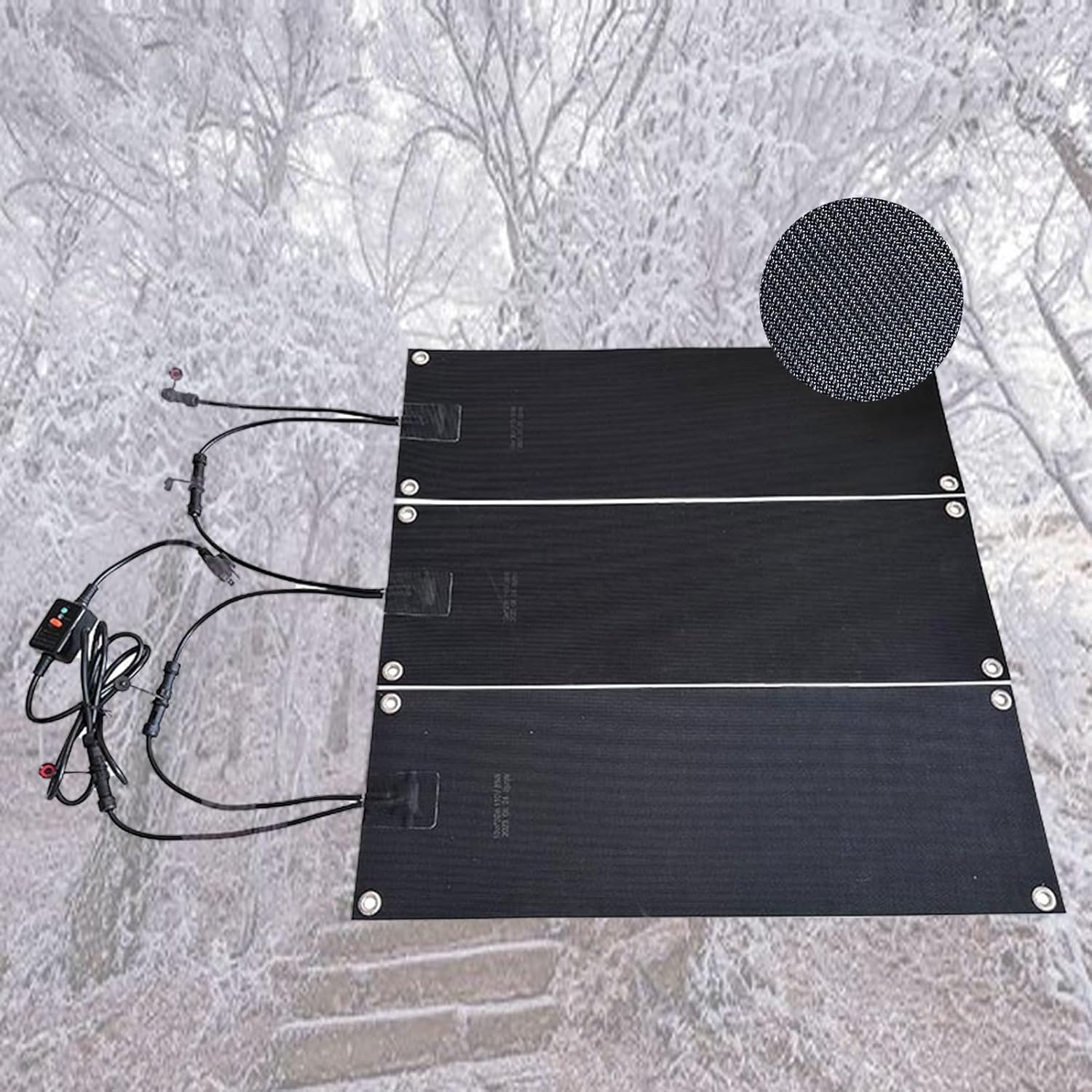 Efficient Heated Snow Melting Mats for Stairs & Driveway Entries - Premium Outdoor Winter Ice Melt Mats with Enhanced Non-Slip Grip(10 * 48in(25.4 * 121.9cm) 4Pcs)