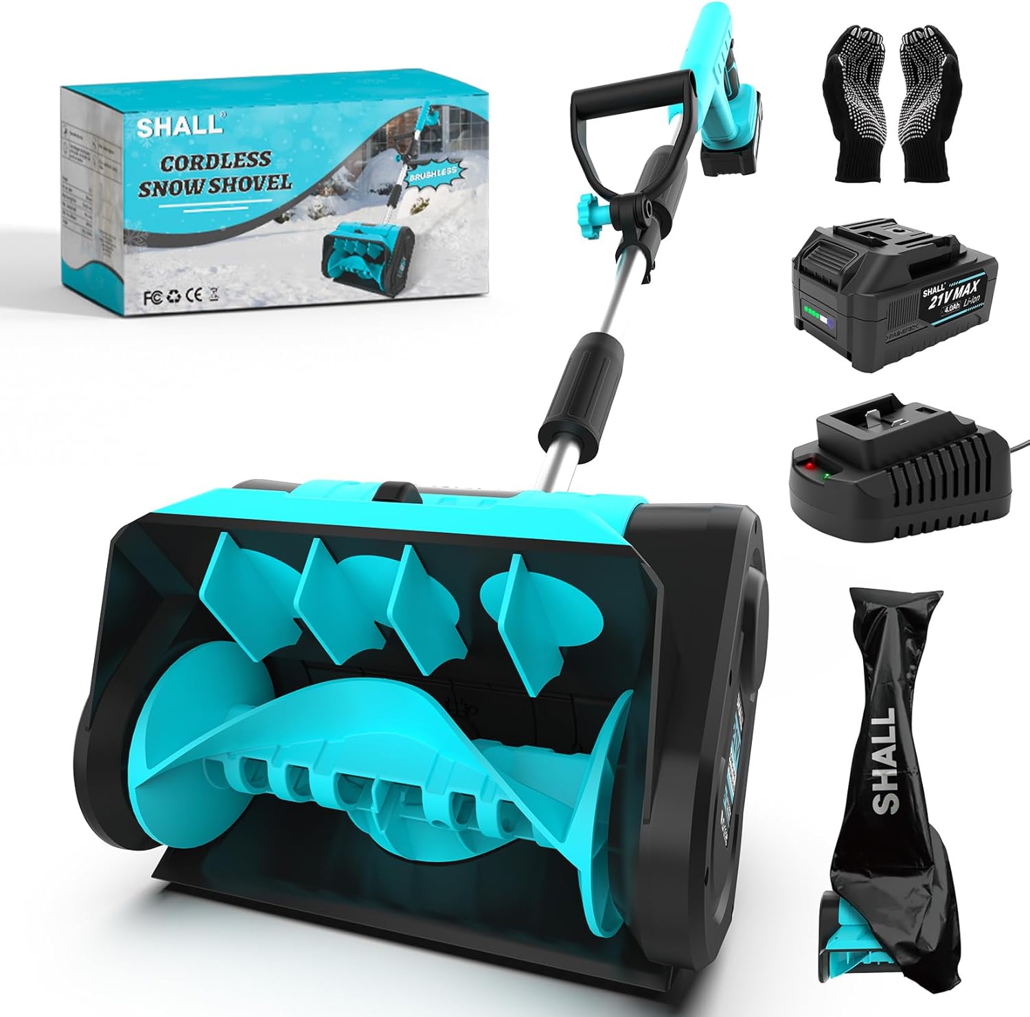 SHALL 21V Brushless Cordless Snow Shovel, 12