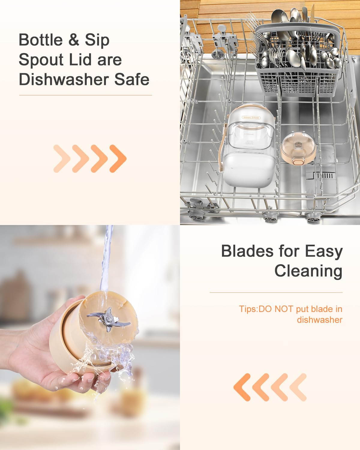 kawu Portable Blender, Portable Smoothie Blender On the Go, No-BPA, Shakes and Smoothies Leakproof-Lid and Sip Spout, USB-C Rechargeable, Recipes, with Handle/Strap, White