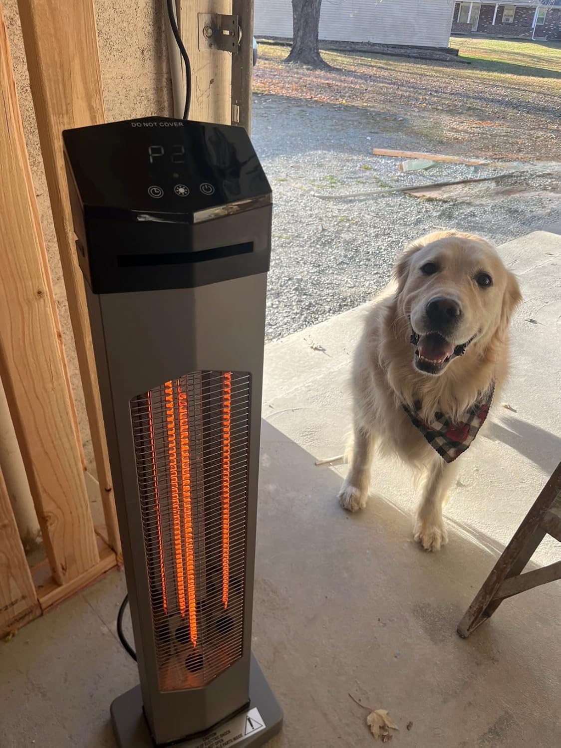 Outdoor Heaters for Patio,1500W Electric Infrared Radiant Heater with Remote,37” Portable Tower Space Heater with 12H Timer,Tip-over Protection for Garage,Porch,Indoor,Silver