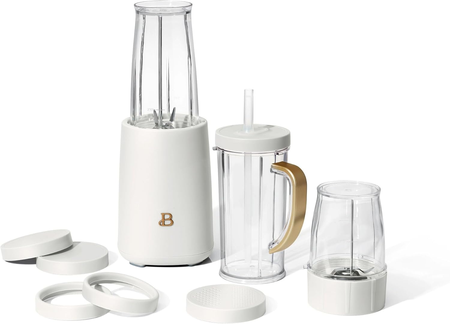 Beautiful Personal Blender Set with 12 Pieces, 240 W, White Icing by Drew Barrymore