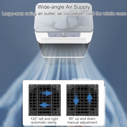 3 in 1 Commercial Evaporative Air Cooler Fan, Swamp Cooler Air Conditioner with 3 Speeds, Industrial Air Conditioning Fan with 120°Oscillation, Large Water Tank, Powerful Motor for Efficient Cooling(G