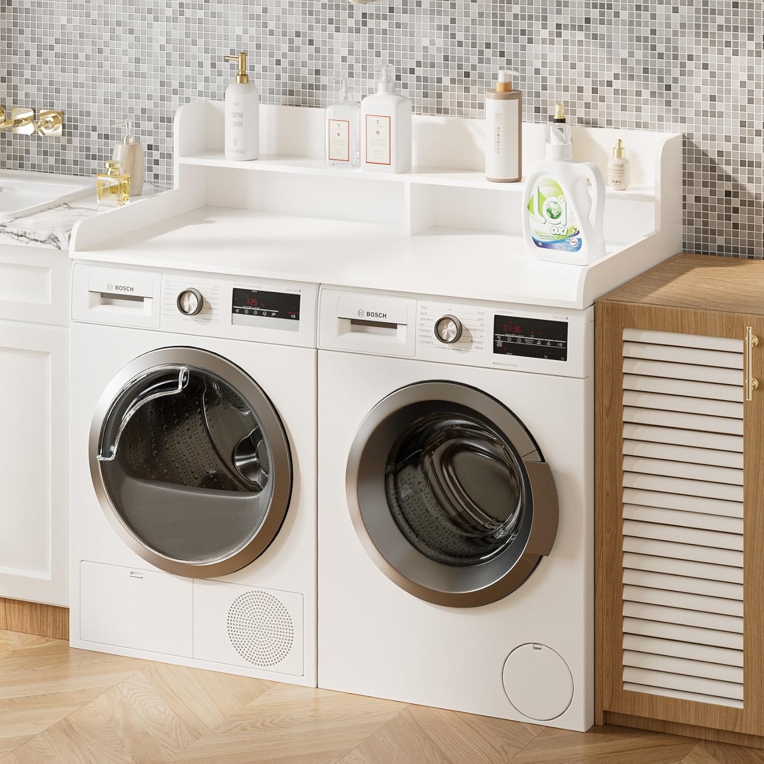 2-Tier Washer Dryer Countertop, Laundry Room Organization and Storage, 27.6
