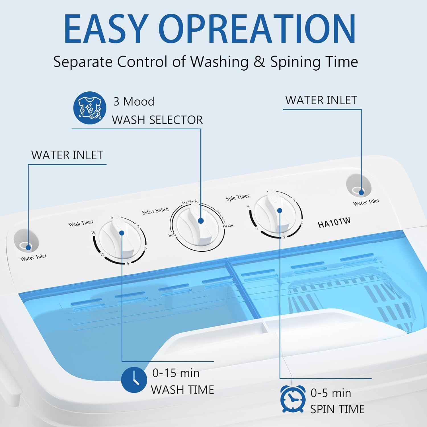 Portable Washer and Dryer Combo Set, 32 lbs Portable Clothes Dryers, 5 Drying Modes, 18 lbs Fully Automatic Washing Machine, Compact Washer and Dryer for Apartment, RV, Dorm