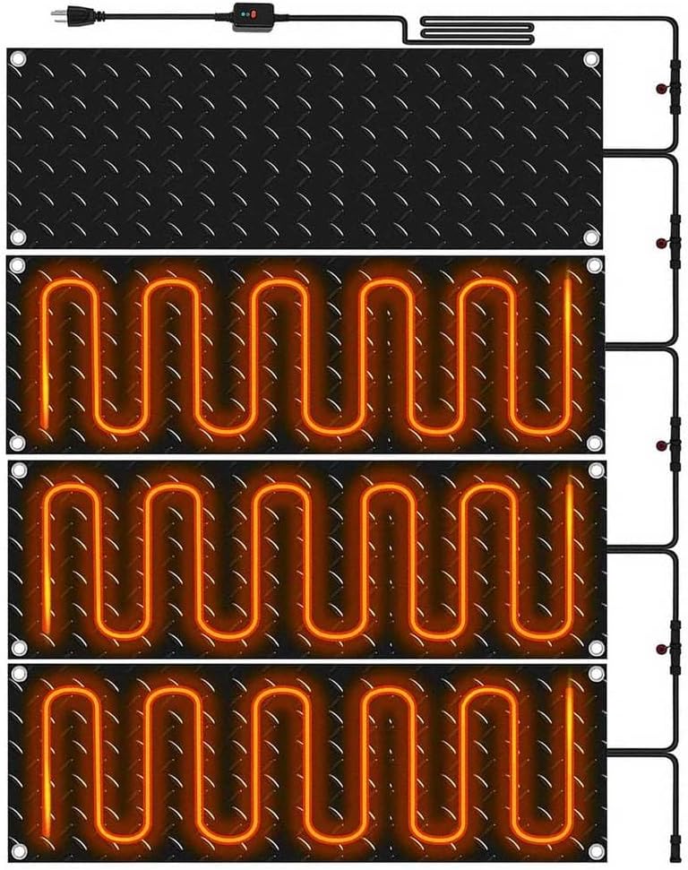 Heat Tracks Snow and Ice Meltings Matss Heated Snow Melting Mats Outdoor Heated Driveway Mats Snows and Ice Melting Pad with Power Cord for Winter Stairs, Steps,4Pcs/11.8 * 23.6In（30 * 60cm）