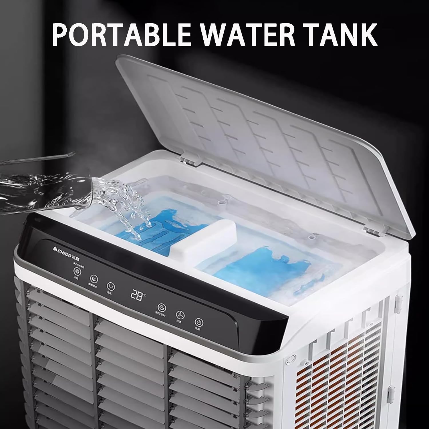 Conveniently Portable Air Conditioner with 3-Speed Adjustable Fan, Extra-Large Water Tank, and Powerful Evaporative Cooling for Enhanced Air Comfort Anywhere Suitable for Large Spaces