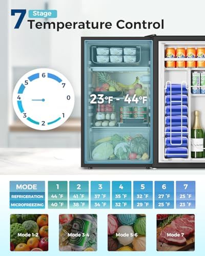 Mini Fridge with Freezer - 3.2 Cu.Ft Single Door Mini Refrigerator with Adjustable Thermostat, Small Fridge for Bedroom, Apartment, Dorm - Black
