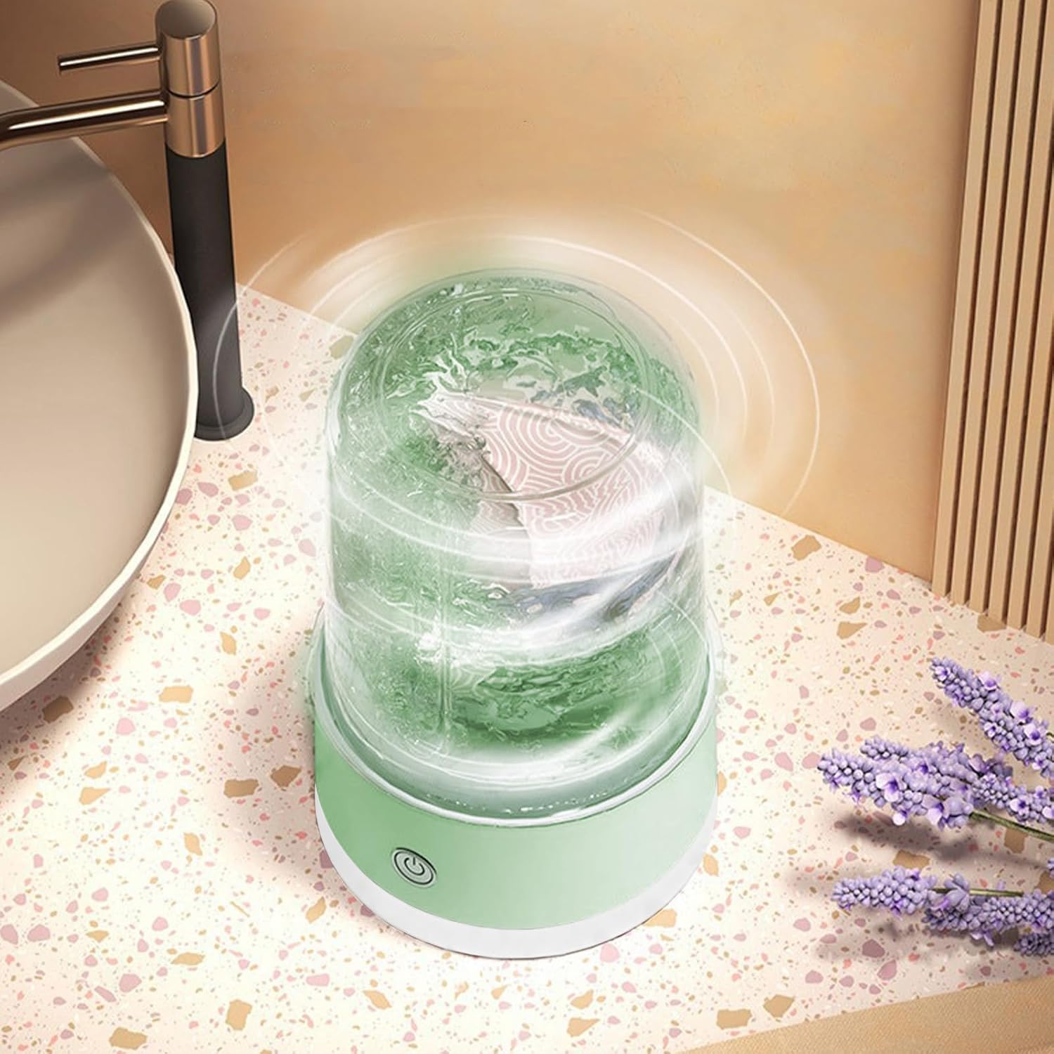 Portable Rechargeable Cordless Mini Washing Machine, Underwear Washing Machine, 4000mAh, 1L Capacity, Compact Quiet Mini Fully Automatic Washing Machine for Bras, Underwear & Socks (Green)