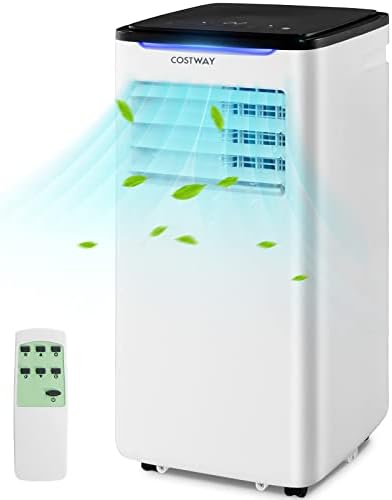 COSTWAY Portable Air Conditioners, 10000 BTU Portable AC Unit for Room up to 400 Sq.Ft with Cool, Fan, Dry & Sleep Mode, Timer, Remote Control & Window Vent Kit, 3-in-1 Portable AC for Bedroom, Office